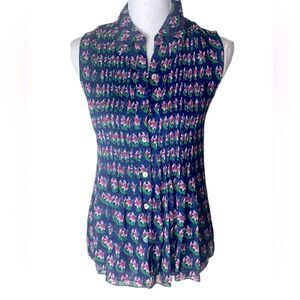 Diane Von Furstenberg Blakely Sleeveless Silk Floral Button Up Top Sz 0